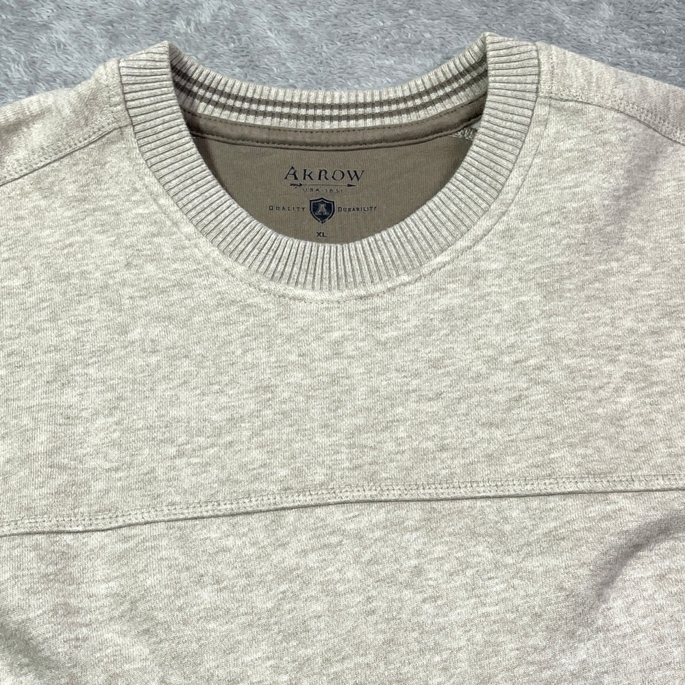 Arrow Men's XL Crew Neck Long Sleeve Sweatshirt‎ Classic Casual Beige Lounge